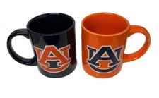 2 Pack NCAA University Auburn Tigers Coffee Mug Cup Set Left & Right Handed Logo
