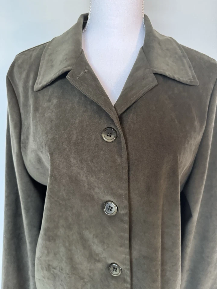 Blazer de gamuza sintética Briggs New York vintage | mediano | usado en excelente estado | verde oliva  Foto 3 de 4