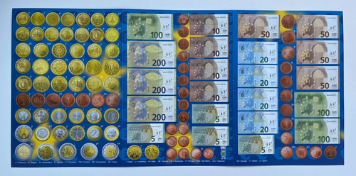 Spiel-, Rechengeld, Papiergeld, Kaufladen, Euro, Scheine und Münzen im Bogen - Bild 2 von 2