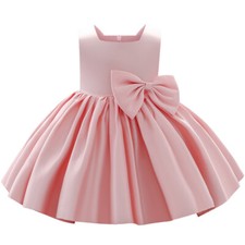Baby Girls Wedding Satin Princess Bowknot Dress Toddler Party Kids Clothes