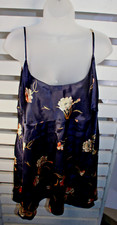 Delicates Sz Large Black Floral Print Spaghetti Straps Camisole Top JC Penney