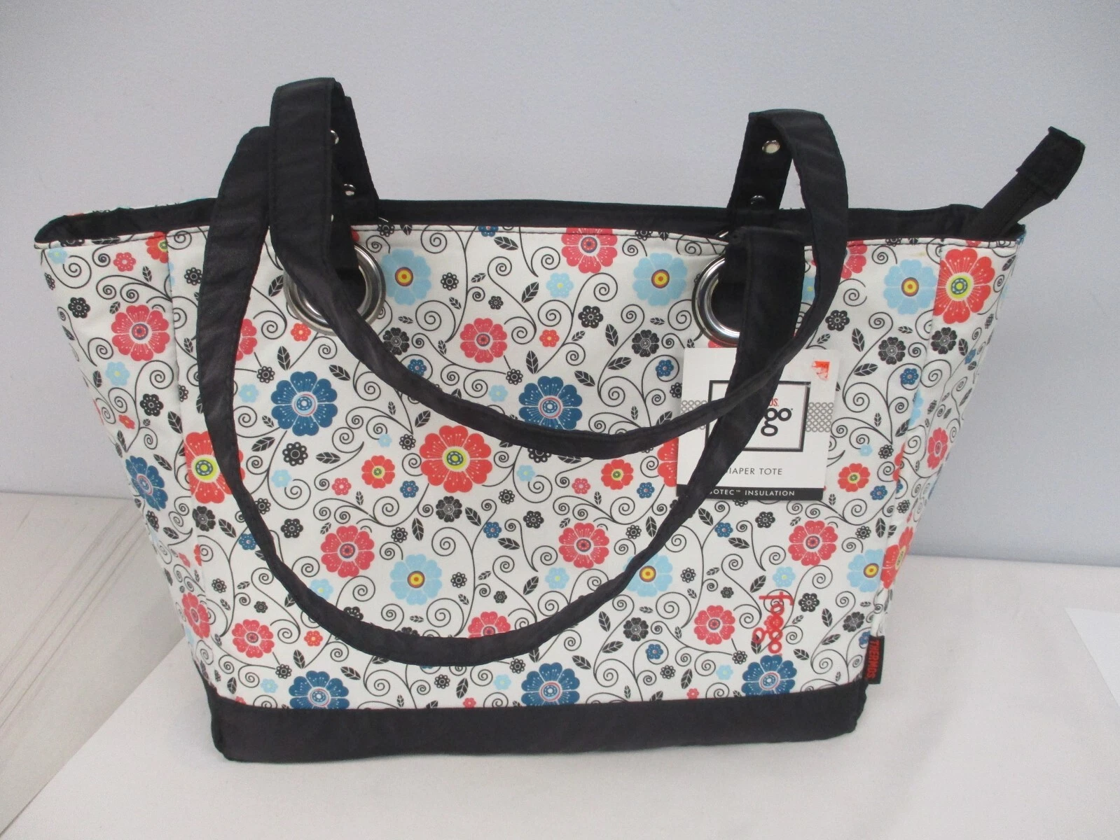 NEW THERMOS FOOGO PRETTY FLORAL BABY DIAPER TOTE with CHANGING PAD NEW! NWT!