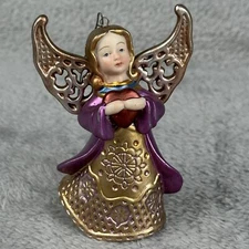 Vintage Angel Ornament Wings Holding Heart Purple Clothing Unbranded