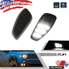 For 2015-up Jeep Renegade Smoked Front Bumper White LED Side Marker Lights Lamps
