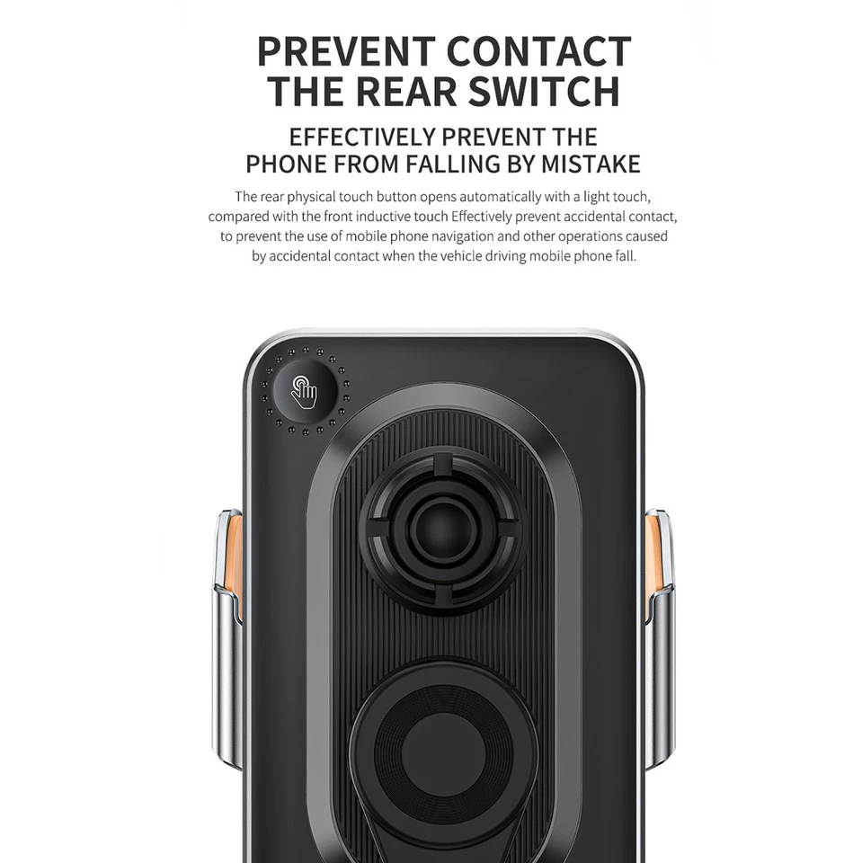 Soporte para teléfono celular con ventilación de aire para montaje de cargador de coche inalámbrico de sujeción automática de 30 W de EE. UU. Foto 4 de 4