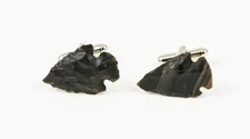 Flint Arrowhead Cufflinks--Artsy Handmade Travel Native American Indian Archery