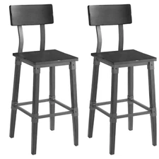 2 PACK Industrial Style Slate Gray Wood Restaurant Dining Barstool