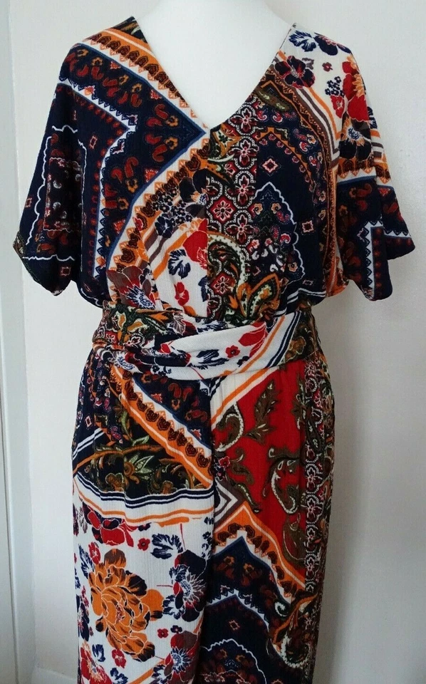 Ladies Next Navy Print Textured Jersey Jumpsuit UK 8; EUR 36 - Image 2 of 4
