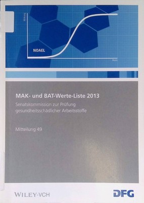 MAK- und BAT-Werte-Liste 2013. Deutsche Forschungsgemeinschaft: Senatskommission