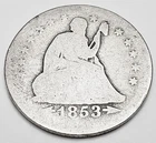 1853 P SEATED LIBERTY QUARTER  *F - FAIR*   90% SILVER  **FREE SHIPPING**
