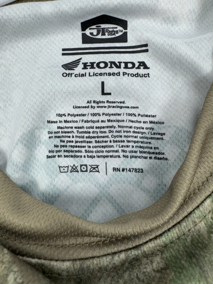 Camisa manga larga roble musgo carreras Honda Motorcycle JT con licencia oficial talla L Foto 3 de 4