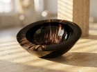 Beautiful Vincenzo Nason Avventurina Black Copper Glass Hi-Lo Ashtray 1960s