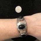 Native Jeweler COIN Silver (.900) & Genuine Polished BLACK ONYX Bracelet — photo 1