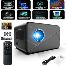 4K FHD Portable Projector Android TV 9.0 WiFi6 Beamer with 3W Stereo Speakers