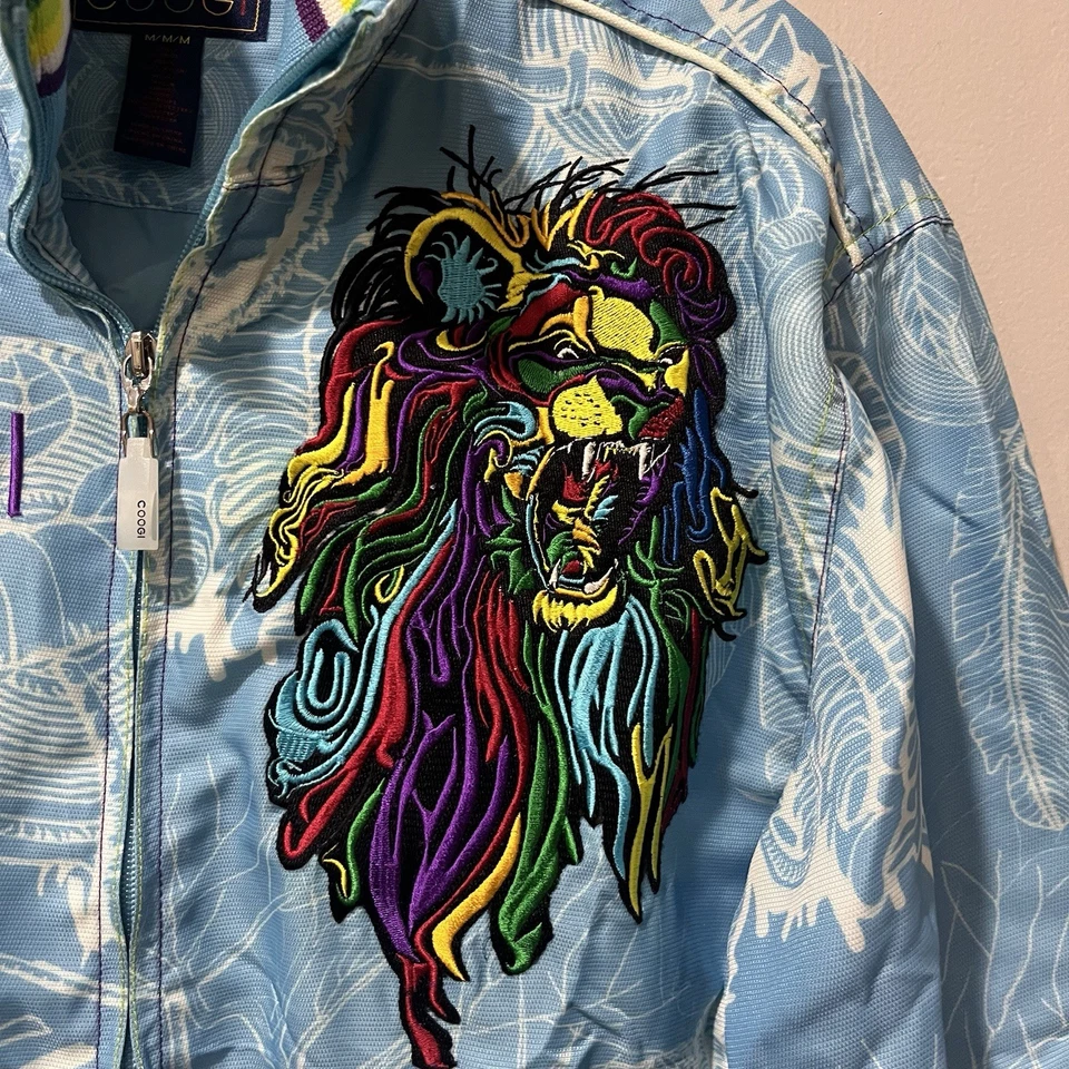 Coogi Track Jacket Full Zip Graphic Menswear Size Medium Embroidered Tiger Bird - Image 3 of 4