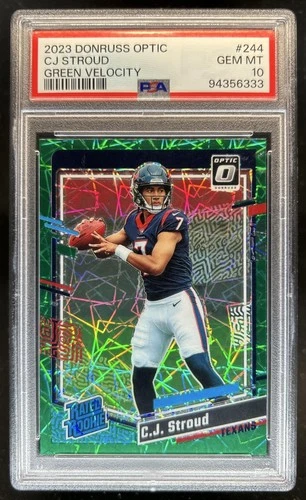 2023 Donruss Optic C.J. Stroud Green Velocity Prizm RC Rated Rookie #244 PSA 10