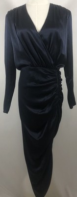 Veronica Beard Cameri Navy Ruched Long Sleeve Midi Dress Size 6, NWT Retail $698