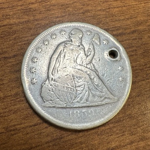 1859-O Seated Liberty Silver Dollar VF details - Holed