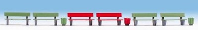 Benches (6) and Litter Bins (3) Accessory Set Gaugemaster GM3910606