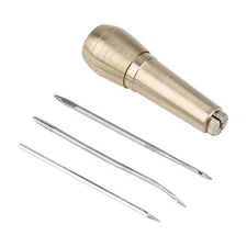 Copper Handle Sewing Awl, 1 Set Shoe Repair Tool, 3 Needles Sewing Awl Repair...