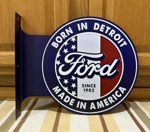 Ford Flange Sign Detroit American Gas Oil Parts Tools Vintage Style Wall Decor