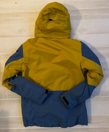 Liquid blue yellow mustard hooded snowboard ski winter jacket coat  size S men's image 3