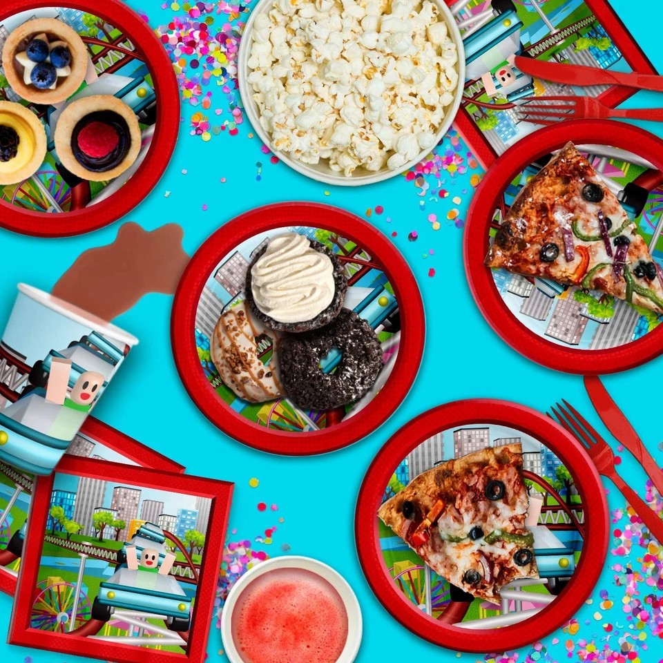 Robot Bloques Fiesta Cumpleaños Fiesta Suministros Set Platos Servilletas Tazas Vajilla... Foto 2 de 4