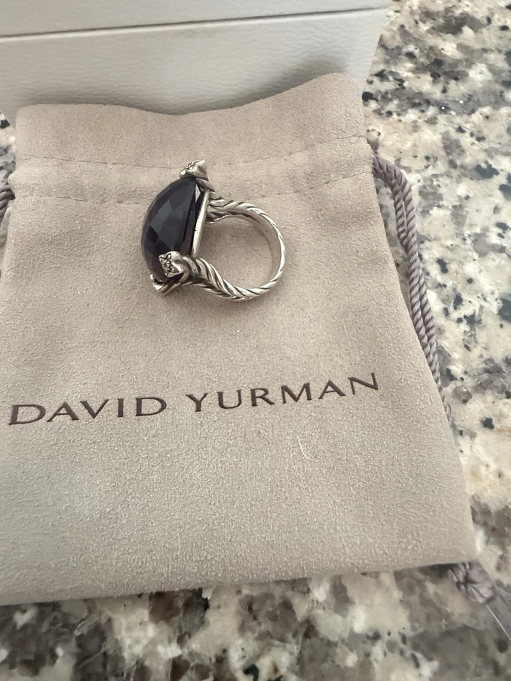 Anillo DAVID YURMAN 15x15mm Amatista Cojín En Punta Diamante Talla 6.5 Foto 3 de 4