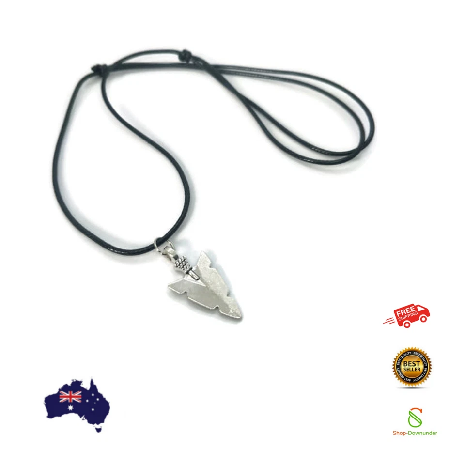 Arrowhead Choker Pendant Necklace Black Leather Adjustable Arrow Head - Image 3 of 4