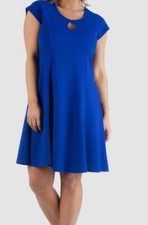 24seven Comfort Apparel Women's Blue Keyhole Neck Dress Plus Size 1X