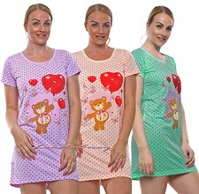 Ladies Nightshirt Nightie Night Dress Short Nightwear Pyjama Dress T Shirt Top.