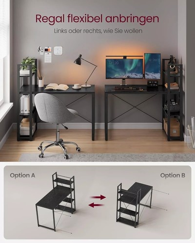 Schreibtisch Computertisch mit Regalböden Arbeitstisch Bürotisch Homeoffice - Bild 2 von 6