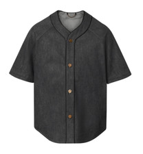 Louis Vuitton Black Embossed Monogram Logo Baseball Shirt Short Sleeve Button L