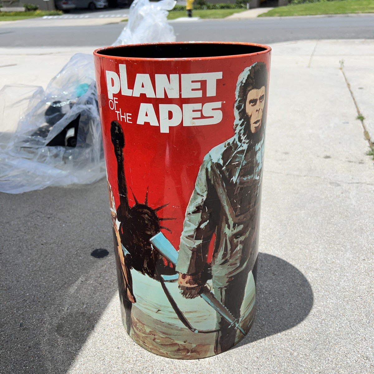 PLANET OF THE APES 猿の惑星 ゴミ箱 ヴィンテージ 1967 Vintage Planet Of The Apes Cheinco Trash Can Waste