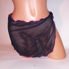 Joe Boxer Swim Beach Sarong Cover Up Girls Size 10 1/2 Black Pink Trim Sheer New