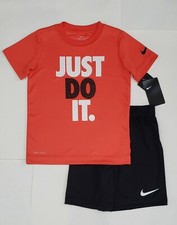 NIKE DRI-FIT Shirt  Shorts 2 Piece "JUST DO IT" Graphic Set Boy's Size 6 NWT