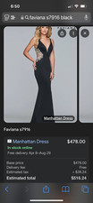NWT Faviana S7916 Black Prom Gown size 2 side cutouts and beading