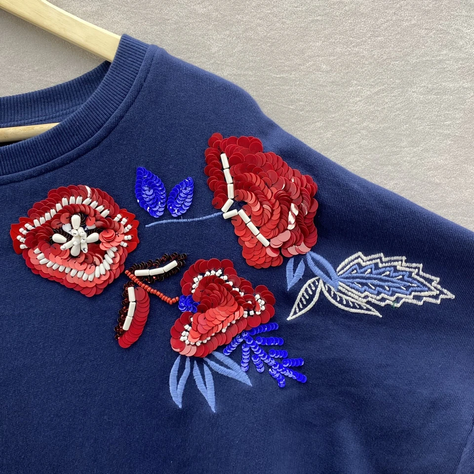 PARKER Berenice 红色白色蓝色花卉装饰气球袖运动衫大号 — 第 3/4 张图片