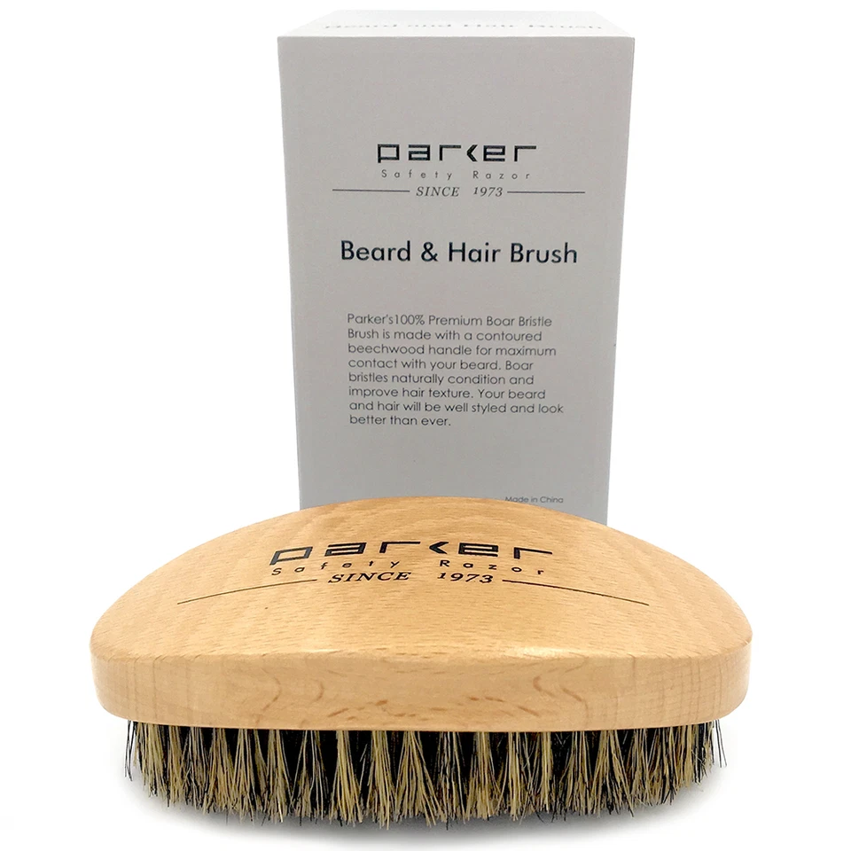 Parker Premium Boar Bristle Beard & Hair Brush with Beechwood Contoured Handle - Image 4 of 4