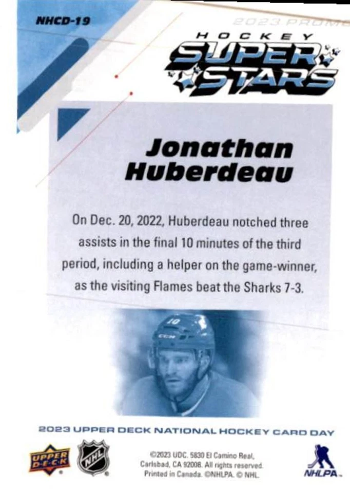 2023-24 Upper Deck National Hockey Card Day Jonathan Huberdeau Calgary Flames - Image 2 of 2