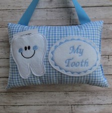 Custom Personalized Tooth Fairy Pillow / Tooth Pillow/ Blue/Green Plaid
