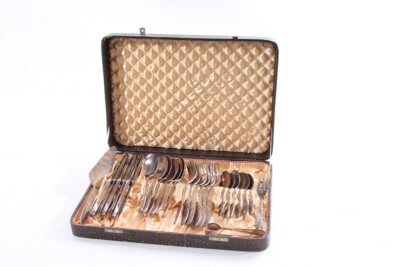 alter Besteckkasten mit Besteck voll old vintage altes Design | eBay