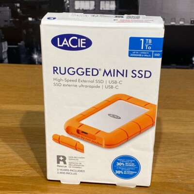 LaCie 1TB Rugged Mini External SSD USB-C Apple Mac Windows PC 100