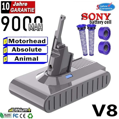 9500mAh für Dyson V8 21,6V Akku Animal Absolute Fluffy Motorhead Staubsauger DHL