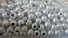 100 Sterling Silver 4mm diameter Plain Round Beads 1mm hole for stringing