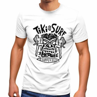 Herren T-Shirt  Tiki  Maske Surf Honolulu Hawaii Beach Supply Sommer Sonne