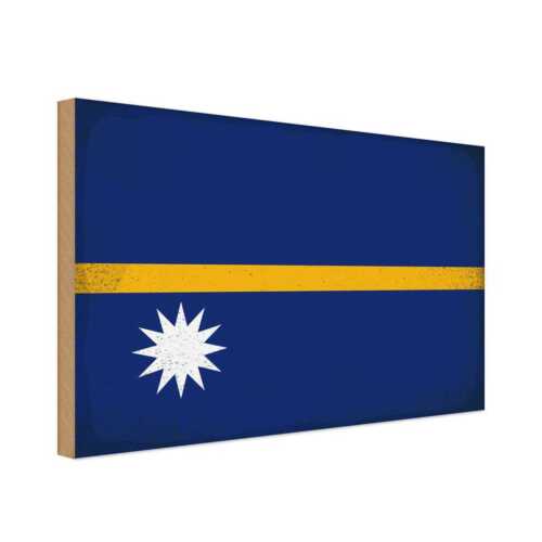 Holzschild Holzbild 18x12 cm Nauru Fahne Flagge Geschenk Deko - Bild 1 von 4