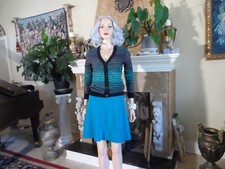 M Missoni Aqua Blue Multi Color Cardigan  A Line Skirt Set Size IT 40- US 4