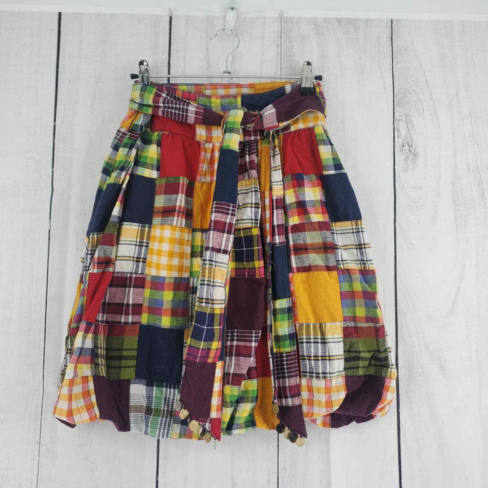 Vintage Rare 80s - 90s American Eagle Patch Plaid Madras Balloon Skirt