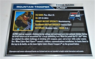 G I JOE File Card I.D. Filecard      2015  Alpine V5    (50th)   English/French